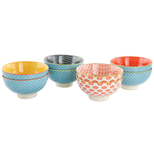 Gibson Home 8 Piece 6 Inch Stoneware Cereal Bowl Set in Assorted Designs D970-136007.01
