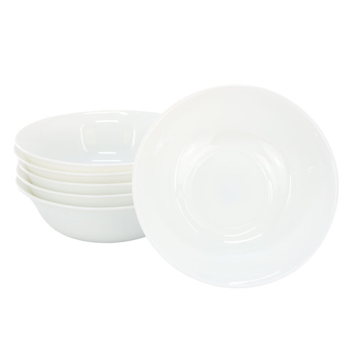 Gibson Ultra White Shadow 6 Piece 6.5 Inch Opal Glass Cereal Bowl Set in White D970-142396.01