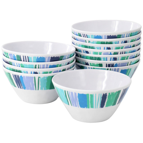 Gibson Home Tropical Sway Orleans 12 Piece 6 Inch Melamine Bowl Set in Blue D970-136418.01
