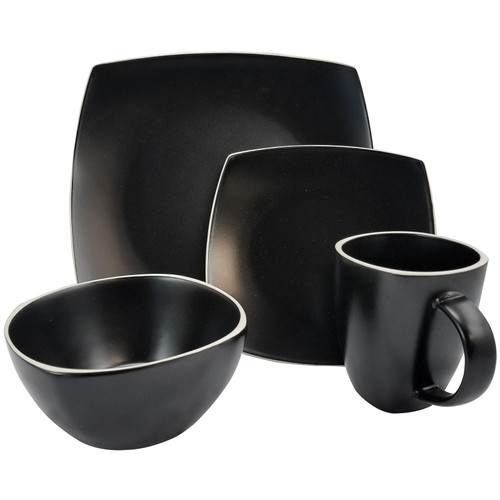 Gibson Soho Lounge Matte 16-Piece Dinnerware Set, Black D970-102261.16RM