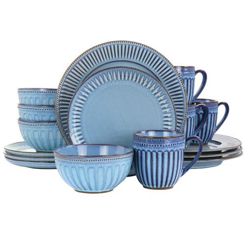 Gibson Elite Mendocino 16 Piece Stoneware Dinnerware Set in Blue D970-130929.16