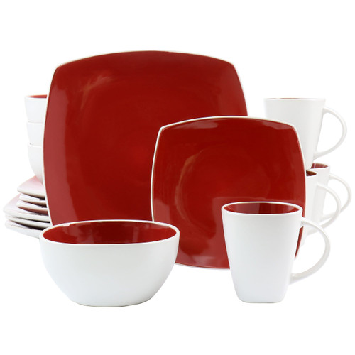 Gibson Elite Soho Lounge 16 Piece Stoneware Dinnerware Set in Red D970-78937.16