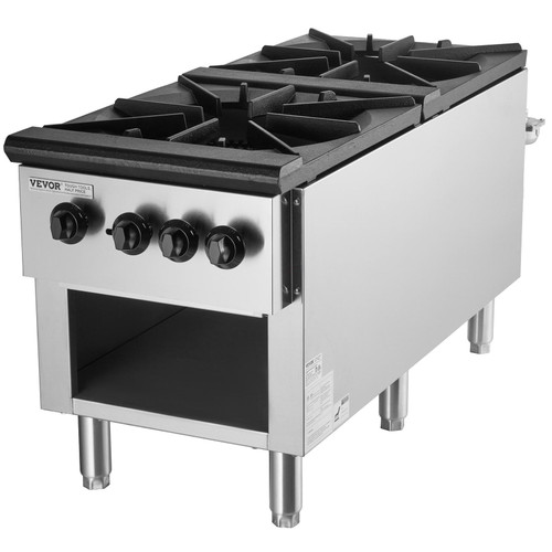 Commercial Gas Stove with 2 Burners, Propane and Natural Gas Countertop Cooking Stove Range, Stainl E415-SYTSRQZDJK2G39E0BV0