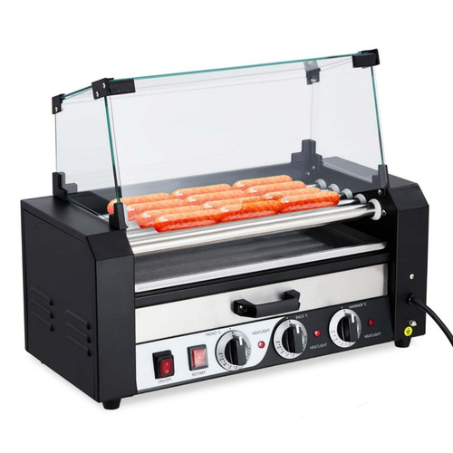 US GARVEE Hot Dog Roller 5 Rollers 12 Hot Dogs Capacity 1050W Stainless Sausage Grill Cooker Machine K484-PHO_0ZU7QYE4_US
