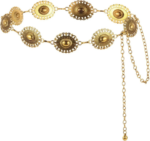 Color: Orange, Belt Length: 120cm - Metal Chain Belt for Women Cowgirl Western Country Chain Belts  F640-12000038039836734