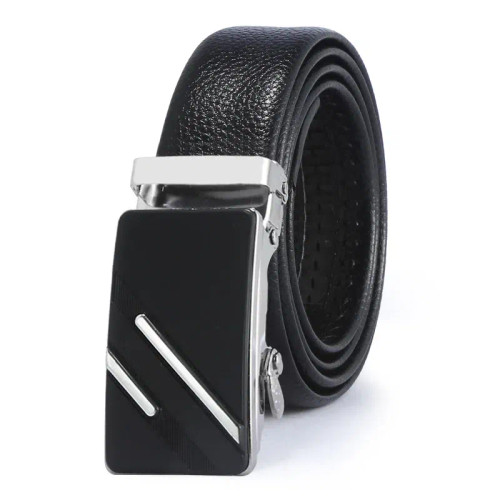 Color: Orange, Belt Length: 120cm - Man PU Leather Belt High Quality Men Business Belt Golden Autom F640-12000033615310786