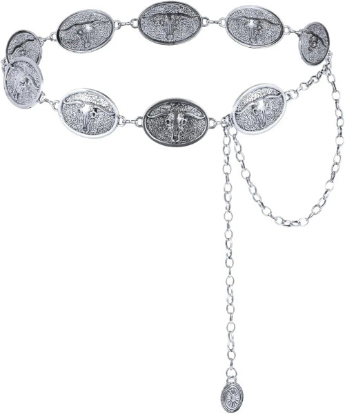 Color: Yellow, Belt Length: 120cm - Metal Chain Belt for Women Cowgirl Western Country Chain Belts  F640-12000038039836732