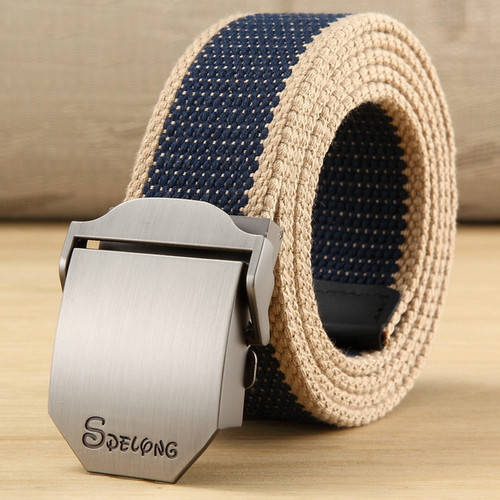 Style: 3.5CM, Color: Khaki-125CM, Size:  - Men's canvas belt Q119-CJNSFJPD00297-3.5CM-Khaki-125CM