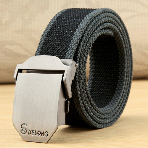 Style: 3.5CM, Color: Dark Grey-140CM, Size:  - Men's canvas belt Q119-CJNSFJPD00297-3.5CM-Dark Grey-140CM