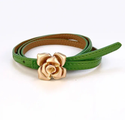 Color: GRAY, Belt Length: 105CM - 1.0cm New Unique Rose Genuine Leather Gold Belt Women Fashion Cow F640-12000037158136858