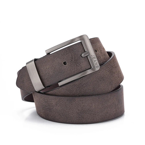 Color: Coffee, Belt Length: 120cm - 1pcs men's multi-color PU needle buckle belt suitable for leisu F640-12000039112194675