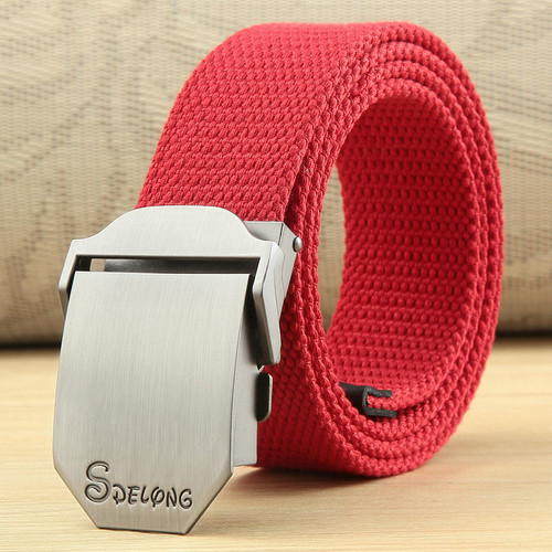 Style: 3.5CM, Color: Red-110CM, Size:  - Men's canvas belt Q119-CJNSFJPD00297-3.5CM-Red-110CM