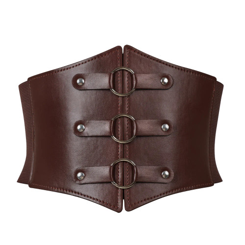 Color: black, Belt Length: 130cm - Corset Belt Bandage Super Wide Pu Leather Girdle Slimming Body W F640-12000041015523488