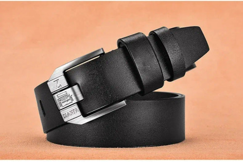 Color: black, Belt Length: 130cm - 130CM Leather Cowhide Men's Belt Fashion Metal Alloy Pin Buckle  F640-12000039794935753