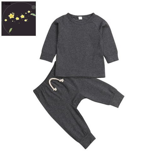 Color: Dark Grey, Child size: 12M - Rompers Clothes Cotton Tracksuits Set Baby Children Clothing Q119-CJYE103175906FU