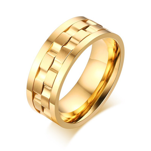 Color: Gold, Size: Mei Wai 6th - Rotatable ring men's titanium steel Q119-CJZBLXLX19776-Gold-Mei Wai 6th