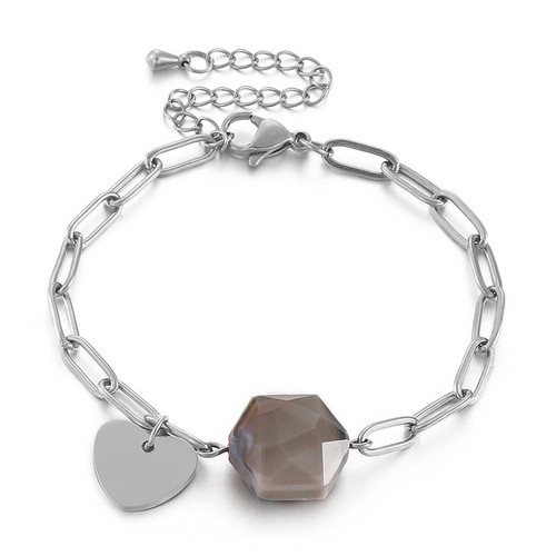 style: KB145370Z - Personality Stainless Steel Heart-shaped Adjustable Women's Bracelet Q119-CJSL121020812LO