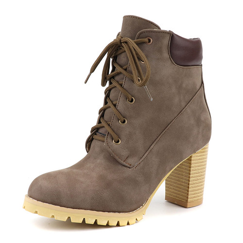 Color: Brown, Size: 48 - Foreign trade style front lace-up ankle boots Q119-CJBHNSNS26068-Brown-48