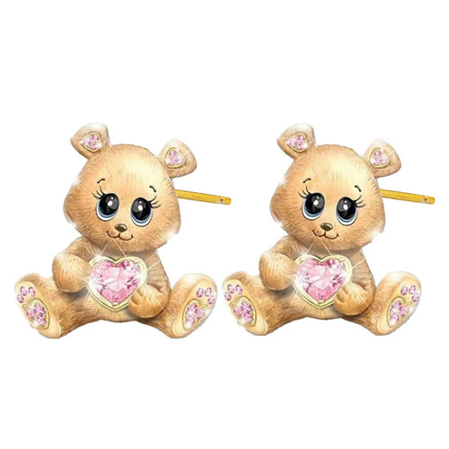 Style: Earrings, Size: One size - Teddy Bear Diamond Drop Oil Jewelry Q119-CJZBLXLX14865-Earrings-One size