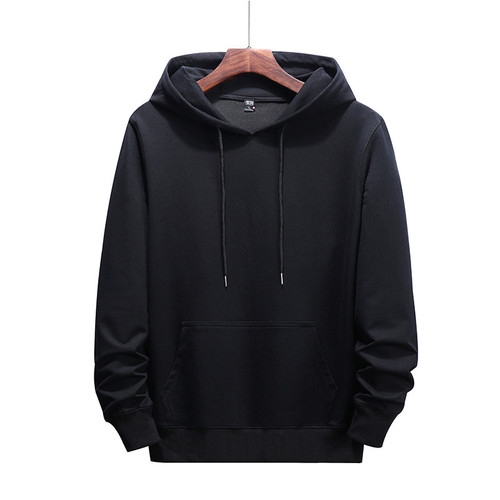 Color: Black, Size: 8XL - Men'S Loose Casual Solid Color Hooded Long-Sleeved Top Q119-CJWY110794854BY