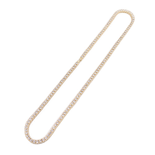 Color: Gold, Size: 18inch - hip hop men's popular hip hop 1 row diamond alloy necklace Q119-CJZBLXLX17339-Gold-18inch