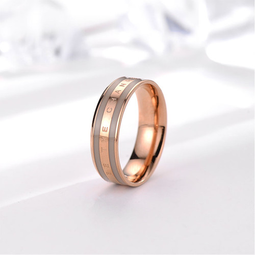 Color: Grey rose gold, Size: Size 9 - Rose Gold Plain Ring Simple Stainless Steel Ring Trendy Jewel Q119-CJLX119028634HS