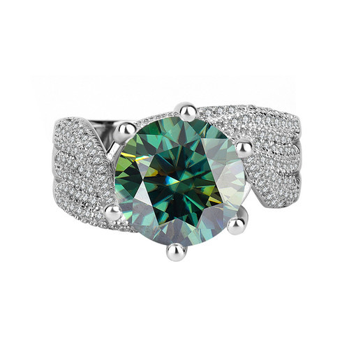 Size: Port 14 Yards, Product Color: 5 Karat Emerald - 925 Sterling Silver Moissanite Diamond Ring Q119-CJYD202245764LO