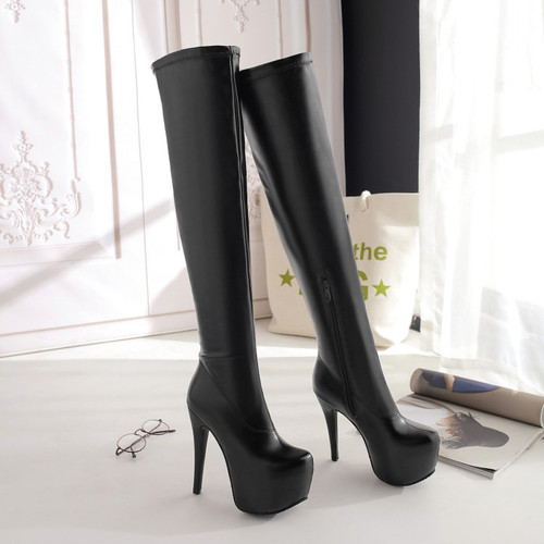 Color: Blackpu, Size: 39 - Autumn And Winter New High-heeled Women's Nightclub Over-the-knee Boots Q119-CJNS122299836JQ