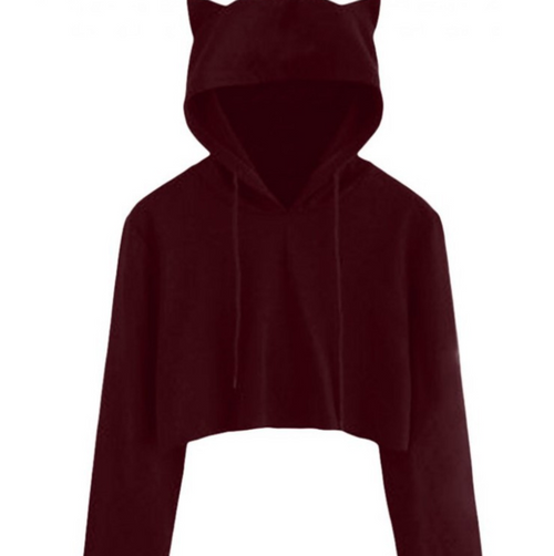 Color: Wine red, Size: L - Slim short hooded sweater Q119-CJNSSYWY00334-Wine red-L