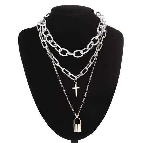 Color: 5Style - Sweater men and women chain multi-layer lock necklace Q119-CJZBLXLX07973-5Style