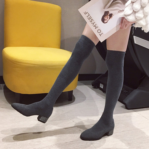 Color: Sublight gray, Size: 39 - Thin Socks Boots Long Tube All-match Thin Boots Over The Knee Boots Q119-CJNS122992845SH