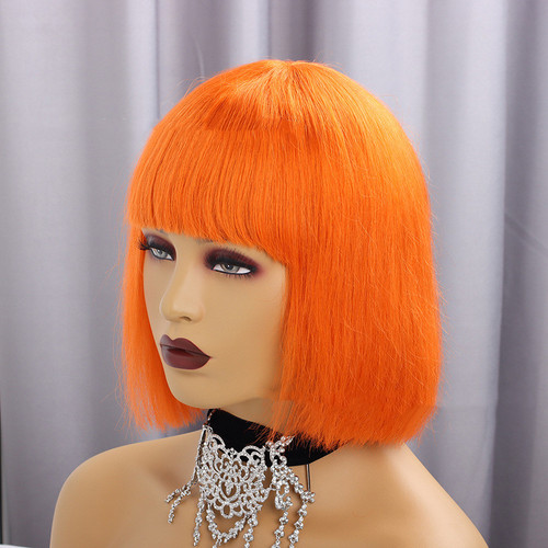 Wig size: 8inches - Real Hair Color Full Mechanism Full Bangs Headgear Q119-CJZR121578901AZ
