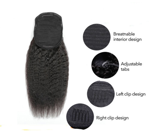 Wig size: 8 inches - Kinky Straight Human Hair With A Ponytail In The Hair Q119-CJZR106417101AZ