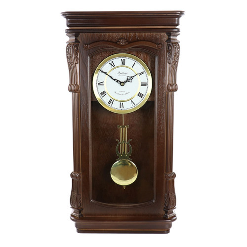 Bedford Clock Collection Chestnut Chiming Pendulum Wall Clock D970-BED-9001C
