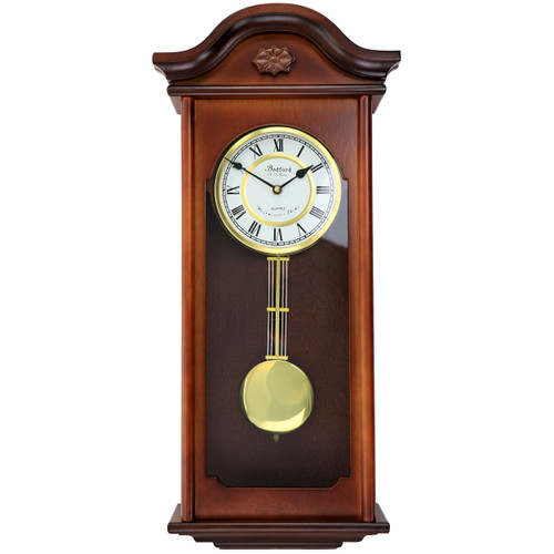 Bedford Clock Collection Jacob 22.75 Inch Mahogany Chiming Pendulum Wall Clock D970-BED-JACOB