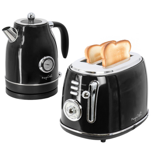 MegaChef 1.8 Quart Electric Tea Kettle and 2 Slice Toaster Combo in Black D970-MC-BTBK-B
