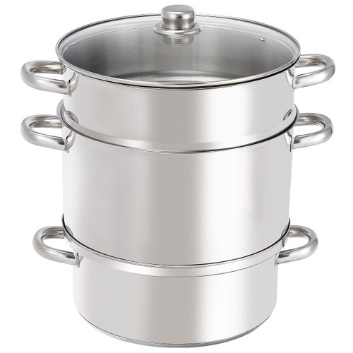 11-Quart Stainless Steel Pan Fruit Juicer Steamer - Color: Silver D681-KC46721