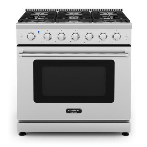 36 Inches Freestanding Natural Gas Range with 6 Burners Cooktop - Color: Silver D681-FP10542