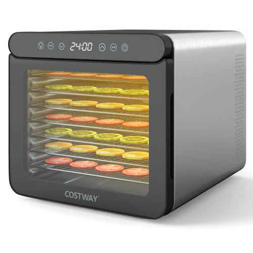 7 Stainless Steel Trays Dryer with 1-24H Timer and 30-75?°C Temperature-Silver - Color: Silver D681-ES10490US-SL