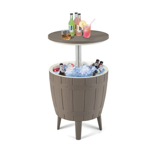 10 Gallon Cooler Bar Table Outdoor Coffee Table Ice Bucket with Telescopic Tabletop for Beer and Wi D681-NP11637CF