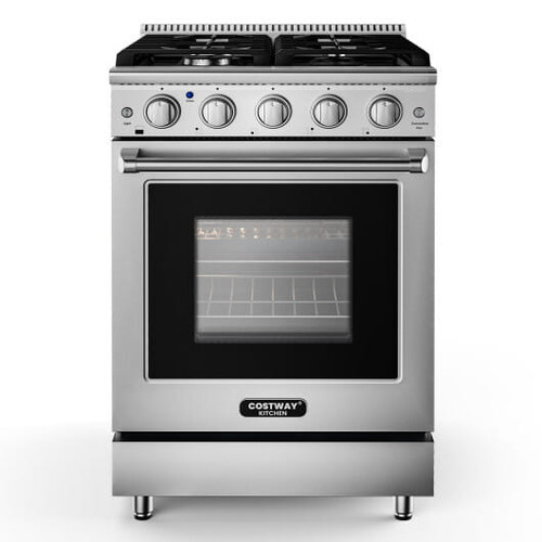 24 Inches Freestanding Natural Gas Range with 4 Burners Cooktop - Color: Silver D681-FP10540