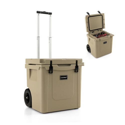 45 Quart Cooler Towable Ice Chest-Brown - Color: Brown D681-GP11730SA
