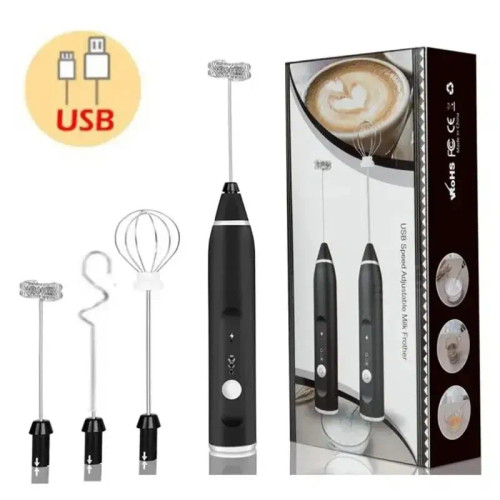Color: black - Portable Electric Milk Frothers Handheld Blender USB Mini Coffee Maker Whisk Mixer C F640-12000037886361056