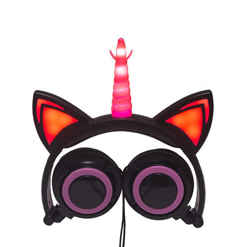Cute Kids Cat Ear Headphones Wired Adjustable for Boys Girls Tablet Kids Headband Earphone Foldable K484-PEL_09FUTM7A