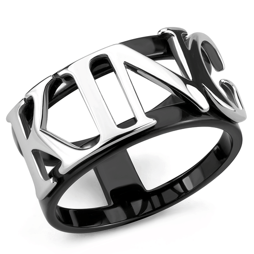 TK3583 - Two-Tone IP Black (Ion Plating) Stainless Steel Ring with No Stone A874-TK3583