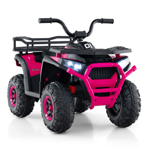 24V Kids Ride on Electric ATV Quad Car with Realistic Sounds and  LED Lights-Pink - Color: Pink D681-TQ10366US-MH