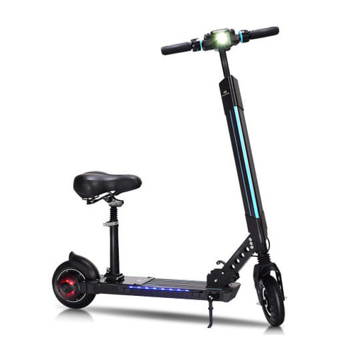Foldable Electric Scooter with Removable Seat LED - Color: Black D681-SP0562