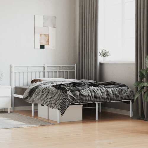 Bed Frame White Powder-coated steel Double Bed Frame A949-373739