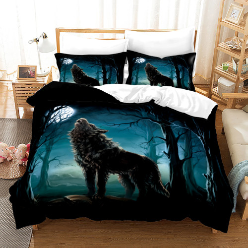 Pattern: Wolf 3, Size: 200?—230 - Bed Home Textile Wolf Digital Printed Three-piece Set Q119-CJYD206053511KP