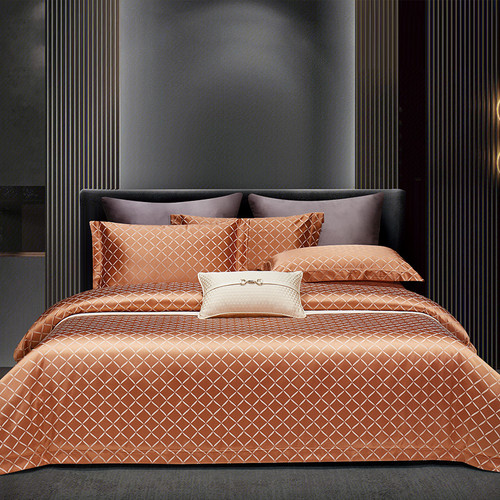 Flower: Smart Orange, Dimensions: 200cm - Light Luxury High-end Jacquard Long-staple Cotton Four-pi Q119-CJCS196554602BY